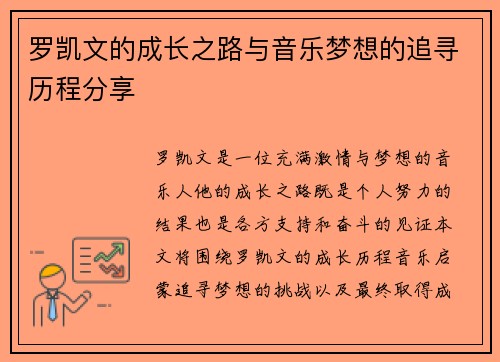 罗凯文的成长之路与音乐梦想的追寻历程分享